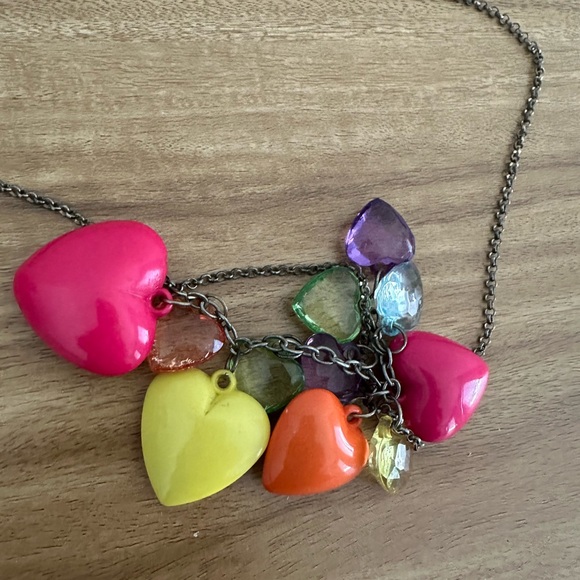 RAINBOW HEARTS CHARMS NECKLACE - Picture 2 of 6